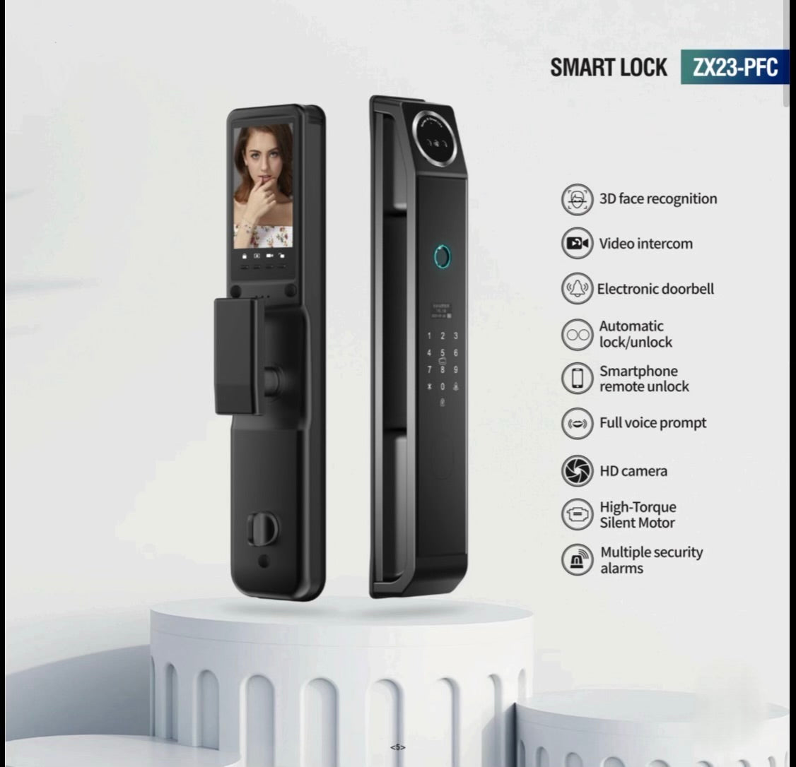 AI Face Recognition Smart Door Lock with Fingerprint, PIN Code & App Access