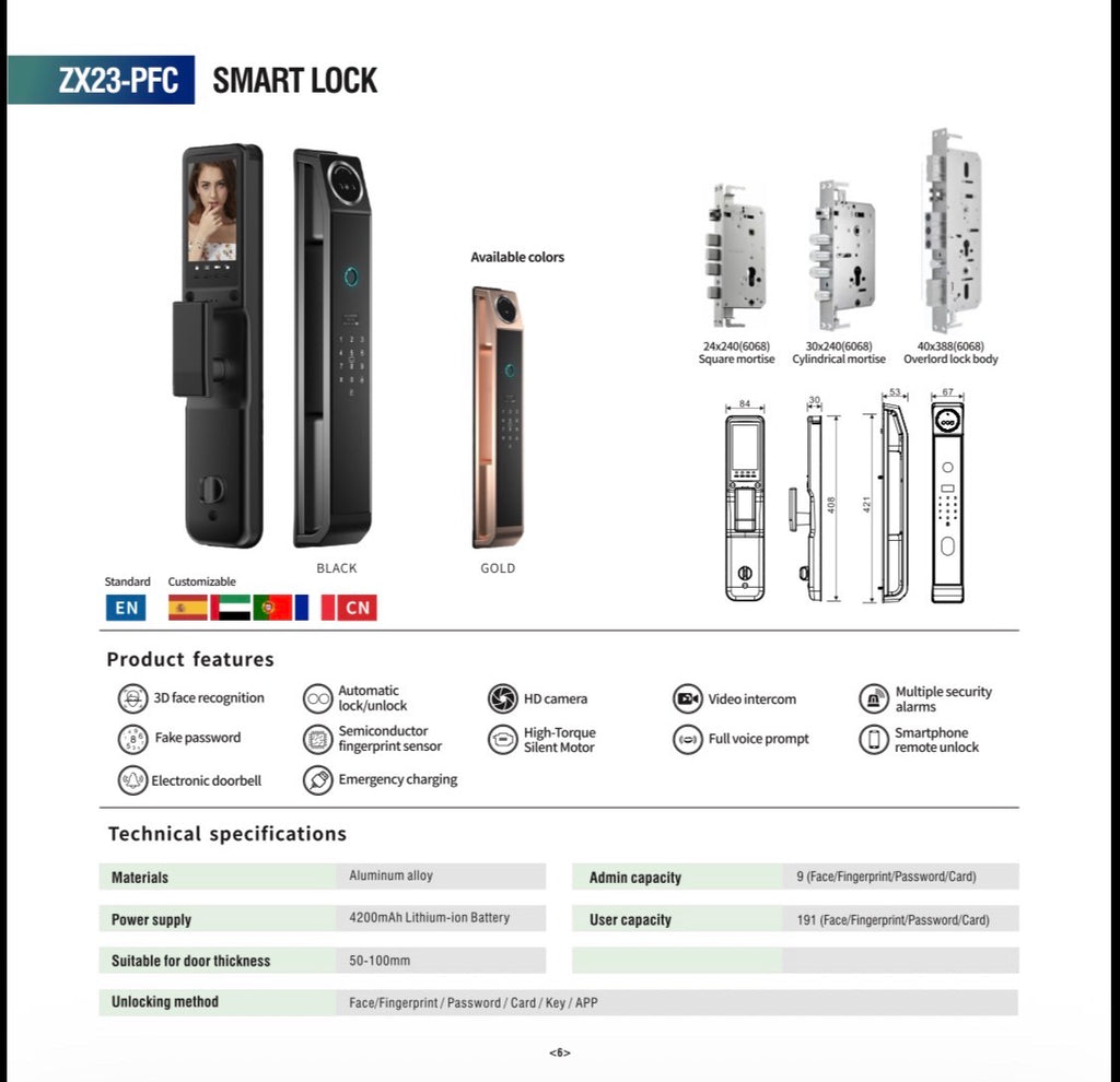AI Face Recognition Smart Door Lock with Fingerprint, PIN Code & App Access
