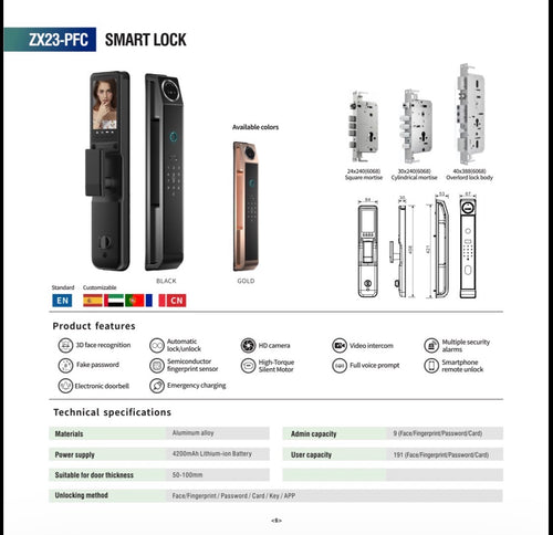 AI Face Recognition Smart Door Lock with Fingerprint, PIN Code & App Access