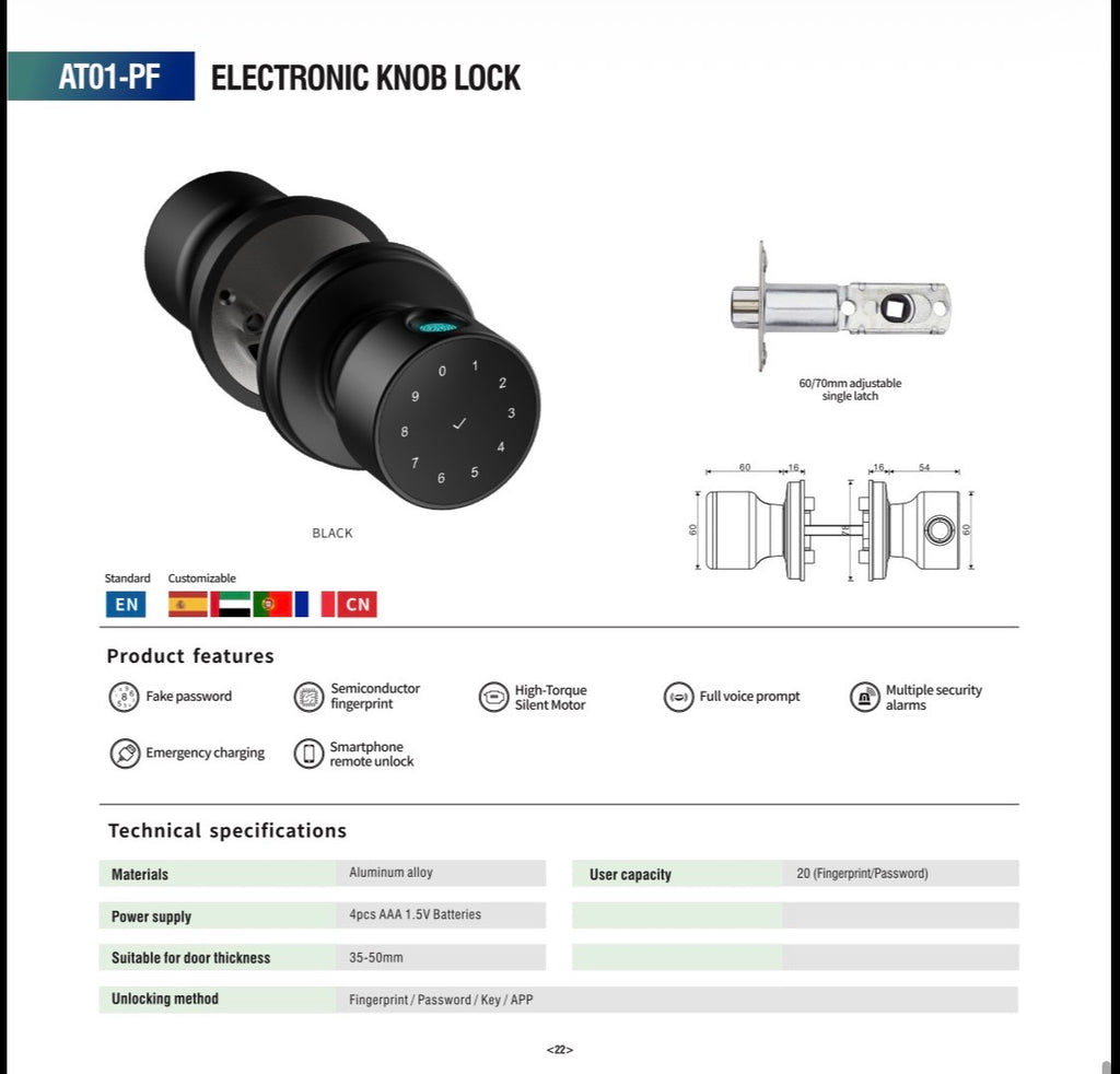 Smart Fingerprint Lever Door Lock with Touch Keypad